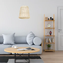 Lampy-sufitowe - lampa sufitowa wiklinowy biały klosz  drewno boho vimini wood e27 mlp7991 eko-light 