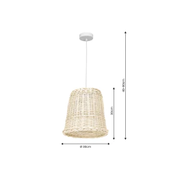 Lampy-sufitowe - lampa sufitowa wiklinowy biały klosz  drewno boho vimini wood e27 mlp7991 eko-light 