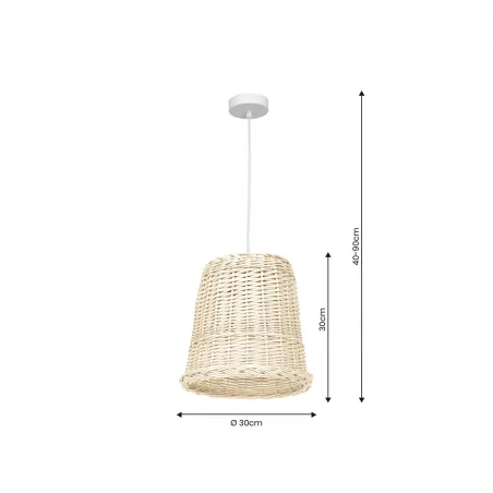 Lampy-sufitowe - lampa sufitowa wiklinowy biały klosz  drewno boho vimini wood e27 mlp7991 eko-light 
