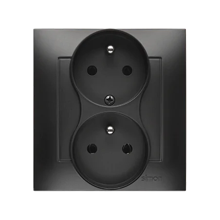 Gniazda-podwojne-podtynkowe - gniazdo podwójne z uziemieniem z funkcją niezmienności faz czarny mat dgz2t/49 simon 54 kontakt-simon 