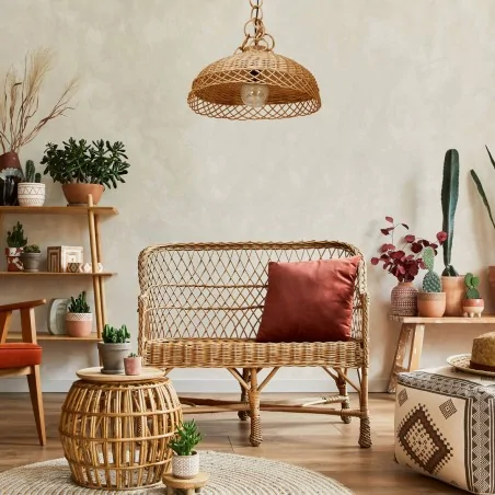 Lampy-sufitowe - wiklinowa lampa sufitowa w stylu eko drewno boho vimini wood e27 mlp7996 eko-light 