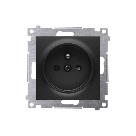 Gniazda-podwojne-podtynkowe - gniazdo pojedyncze z uziemieniem z przesłonami torów do ramek nature i premium czarny mat dgz1cz.01/49 simon 54 kontakt-simon 