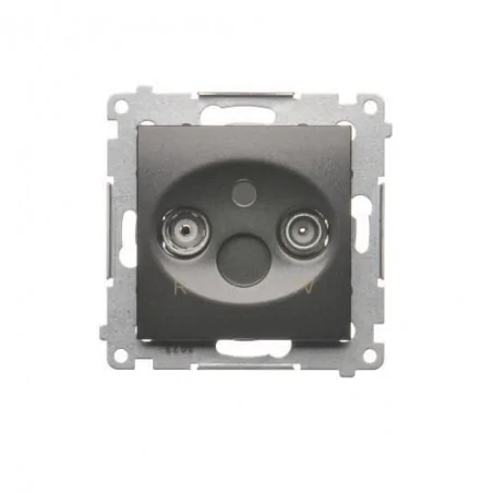 Gniazda-antenowe - czarne matowe gniazdo antenowe r-tv przelotowe dap10.01/49 simon 54 kontakt-simon 