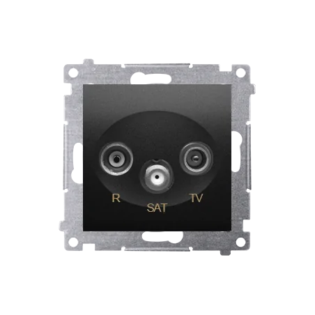 Gniazda-antenowe - gniazdo antenowe r-tv-sat przelotowe czarny mat simon 54 dasp.01/49 kontakt-simon 