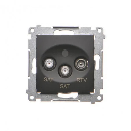 Gniazda-antenowe - gniazdo antenowe sat-sat-rtv satelitarne podwójne czarny mat simon 54 dask2.01/49 kontakt-simon 