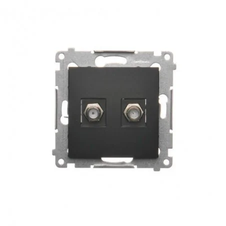 Gniazda-antenowe - gniazdo antenowe typu „f” podwójne czarny mat dasf2.01/49 simon 54 kontakt-simon 