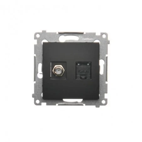 Gniazda-antenowe - gniazdo antenowe typu „f” + komputerowe rj45 kat.6 czarny mat simon 54 dasfrj45.01/49 kontakt-simon 