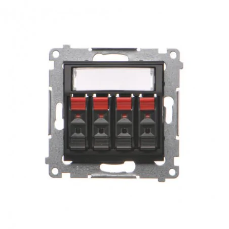 Gniazda-glosnikowe - gniazdo głośnikowe 4-krotne z polem opisowym czarny mat simon 54 dgl34.01/49 kontakt-simon 