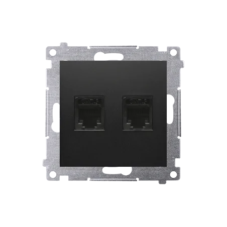 Gniazda-telefoniczne - czarne gniazdo telefoniczne podwójne rj12 dt2.01/49 simon 54 kontakt-simon 