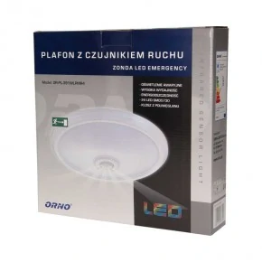 Plafony - biały plafon z czujnikiem ruchu z funkcją oświetlenia awaryjnego 12w/1,2w 4000k zonda led emergency ad-pl-391wlpmr4 orno 