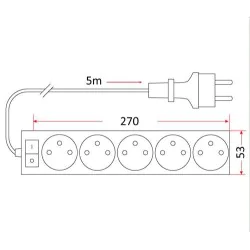 Listwy-zasilajace - przedłużacz mieszkaniowy 5 gniazd 5m z wyłącznikiem pm/5-3-5m+w rum-lux 