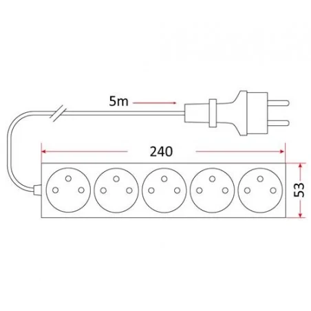 Listwy-zasilajace - białą listwa zasilająca 5 gniazd z uziemieniem 5m pm/5-3-5m rum-lux 