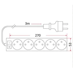 Listwy-zasilajace - listwa zasilająca z włącznikiem 3 m- 5 gniazd z/u pm/5-3-3m+w rum-lux 