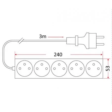Listwy-zasilajace - przedłużacz domowy 5 gniazd 3m pm/5-3-3m pm/0029 rum-lux 