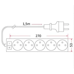 Listwy-zasilajace - listwa zasilająca z włącznikiem 5 gniazd 1,5m pm/5-3-1,5m+w rum-lux 