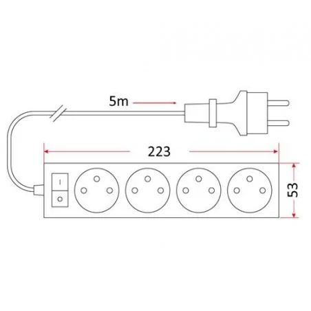 Listwy-zasilajace - przedłużacz mieszkaniowy z włącznikiem 4 gniazda 5m pm/4-3-5m+w rum-lux 