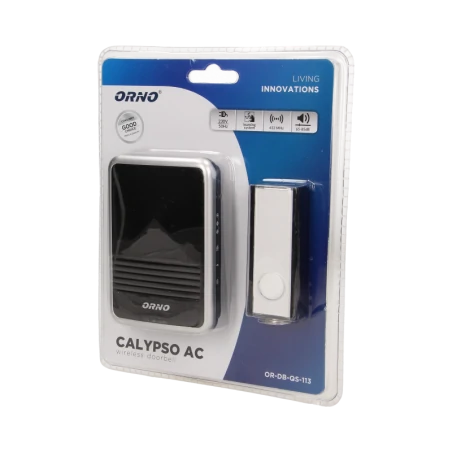 Dzwonki-do-drzwi-bezprzewodowe - dzwonek bezprzewodowy świecący czarny 300m 36 dźwięków ac 230v calypso ii or-db-qs-159orno 