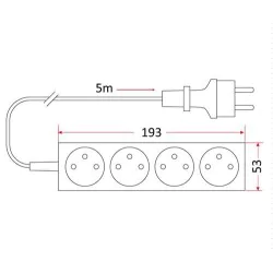 Listwy-zasilajace - biała listwa zasilająca 4 gniazda 5m domowy pm/4-3-5m z/u pm/0024 rum-lux 