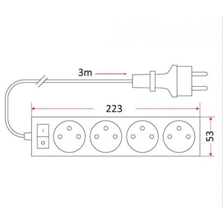 Listwy-zasilajace - domowy przedłużacz 3m 4 gniazda z uziemieniem + włącznik pm/4-3-3m+w rum-lux 
