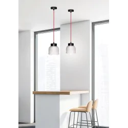 Oswietlenie-sufitowe - lampa wisząca czarno-czerwona e27 liverpool 50101287 ledea 