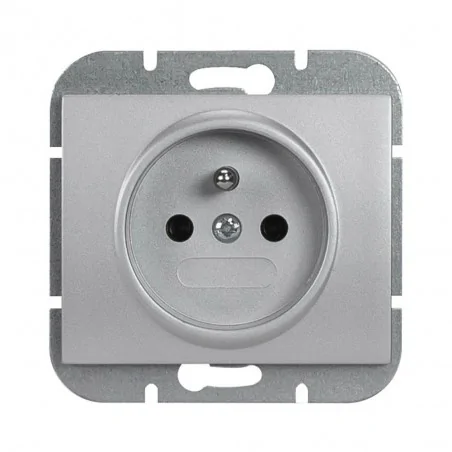 Gniazda-pojedyncze-podtynkowe - srebrne gniazdo pojedyncze z uziemieniem onyx pt-16o abex 
