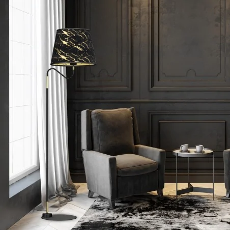Lampy-stojace - lampa stojąca czarno-złota 160cm e27 hermes mlp7284 eko-light 
