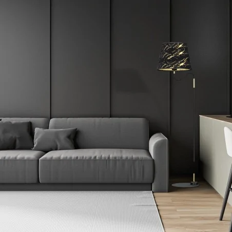 Lampy-stojace - lampa stojąca czarno-złota 160cm e27 hermes mlp7284 eko-light 