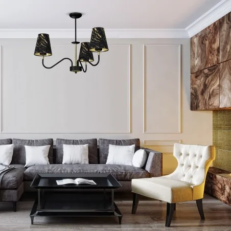 Lampy-sufitowe - oświetlenie wiszące 52cm czarno-złota 3xe27 hermes mlp7281 eko-light 