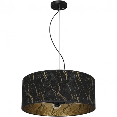 Lampy-sufitowe - lampa wisząca czarno tkaninowa 3xe27 senso black/gold mlp7298 eko-light 