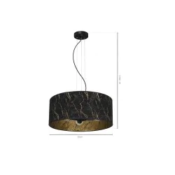 Lampy-sufitowe - lampa wisząca czarno tkaninowa 3xe27 senso black/gold mlp7298 eko-light 