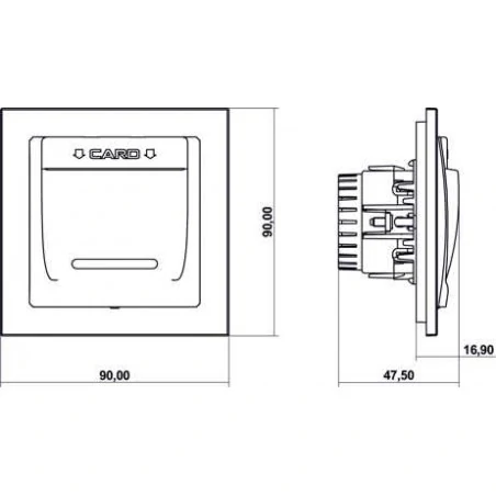Wlaczniki-hotelowe - włącznik hotelowy z ramką podtynkowy czarny mat deco 12dsh-1 karlik 