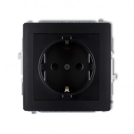 Gniazda-elektryczne - gniazdo pojedyncze z/u schuko przesłony torów czarny mat deco 12dgp-1sp karlik 