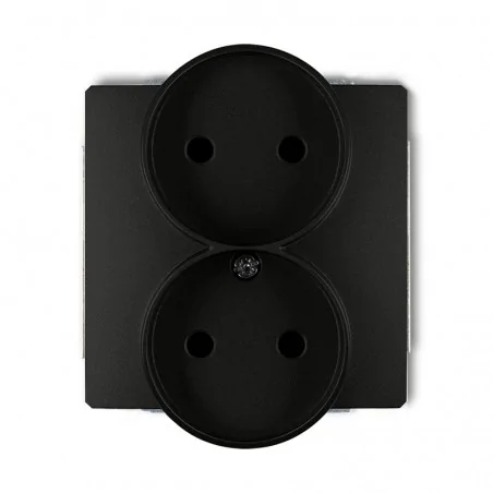 Gniazda-podwojne-podtynkowe - czarne gniazdo podwójne bez uziemienia do ramek deco soft 12dgprso-2p karlik 