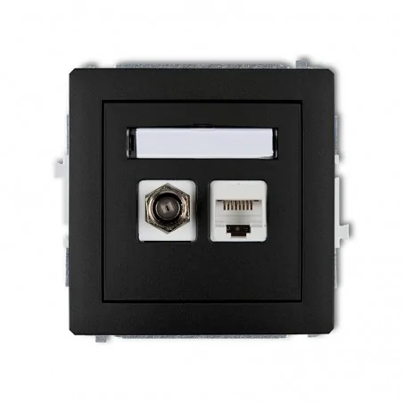 Gniazda-antenowe - gniazdo antenowe pojedyncze typu f (sat)+gniazdo komputerowe rj45 kat. 6 czarny mat deco 12dgfk-5 karlik 