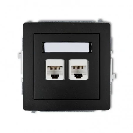 Gniazda-komputerowe - gniazdo komputerowe rj45 podwójne czarny mat deco 12dgk-4 karlik 
