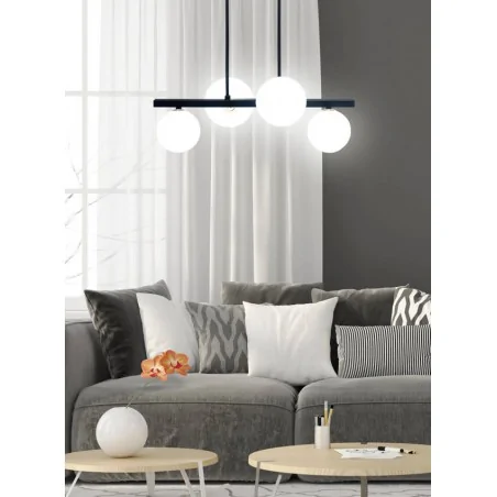 Lampy-sufitowe - czarna lampa sufitowa 4 okrągłe klosze loft 4xg9 kama 34-01214 candellux 