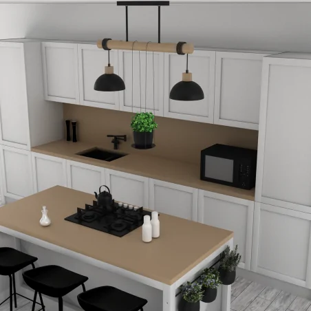 Lampy-sufitowe - oświetlenie wiszące drewniano-czarne z doniczką 2xe27 pianta mlp7998 eko-light 