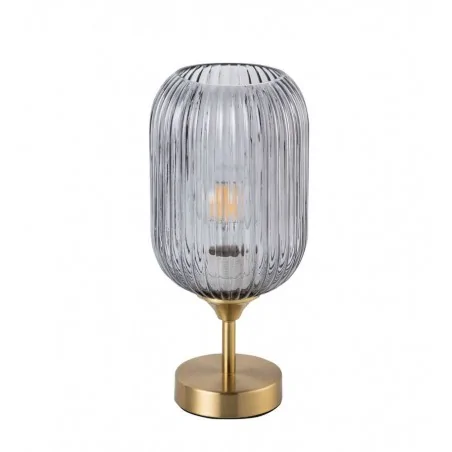 Lampki-nocne - lampka stołowa szklana e27 suffolk smokey 318886 polux 