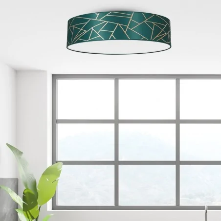 Lampy-sufitowe - plafon okrągły - butelkowa zieleń + złoty 3xe27 ziggy green mlp7579 eko-light 