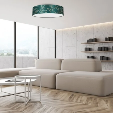 Lampy-sufitowe - plafon okrągły - butelkowa zieleń + złoty 3xe27 ziggy green mlp7579 eko-light 