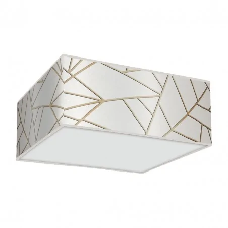 Lampy-sufitowe - kwadratowa lampa sufitowa biało-złota 3xe27 ziggy mlp7564 eko-ligh 