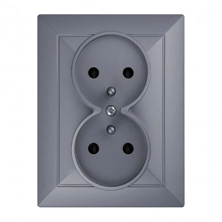 Gniazda-elektryczne - gniazdo podwójne podtynkowe kompletne z ramką antracyt pt-6p perła abex 