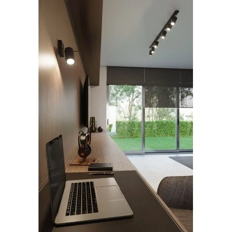 Kinkiety-do-salonu - kinkiet ring czarny ruchomy pojedynczy gu10 sl.0091 sollux 