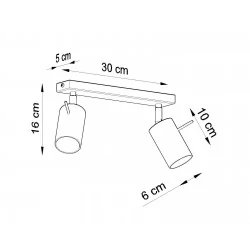 Oswietlenie-sufitowe - plafon listwa podwójna regulowana 2xgu10 ring 2 czarny sl.0092 sollux 