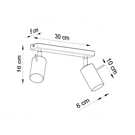 Oswietlenie-sufitowe - plafon listwa podwójna regulowana 2xgu10 ring 2 czarny sl.0092 sollux 