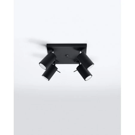 Oswietlenie-sufitowe - oprawa oświetleniowa czarna poczwórna regulowana ring 4 gu10 sl.0094 sollux 