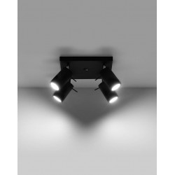 Oswietlenie-sufitowe - oprawa oświetleniowa czarna poczwórna regulowana ring 4 gu10 sl.0094 sollux 