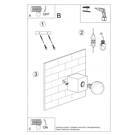 Kinkiety-do-salonu - kinkiet kostka betonowa e27 ariz sl.0682 ip20 sollux 