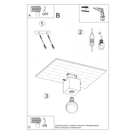 Oswietlenie-sufitowe - lampa sufitowa industrialna sześcian beton e27 ariz sl.0681 sollux 