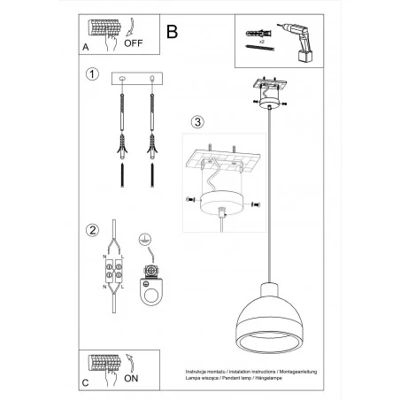 Oswietlenie-sufitowe - betonowa lampa wisząca damaso sl.0281 sollux lighting 